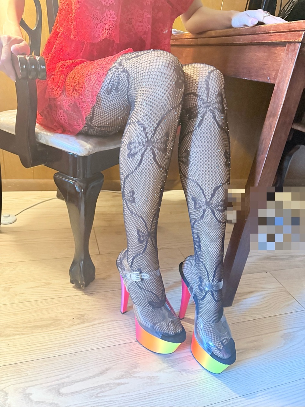 Pleaser Uv Rainbow Platform adore 7 inch Heels with Pink Stilettos Rainbow-308UV